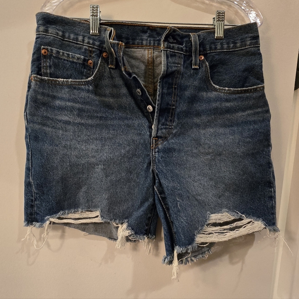 Levi's High Waisted Distressed Denim Shorts